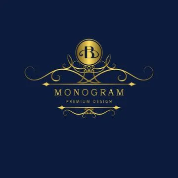 Monogram design template. Elegant line art logo B Illustrazione stock