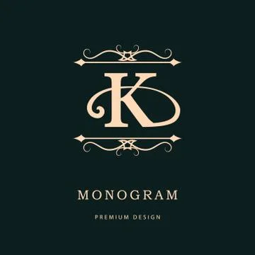 Monogram design template. Elegant line art logo K Stock-Illustration