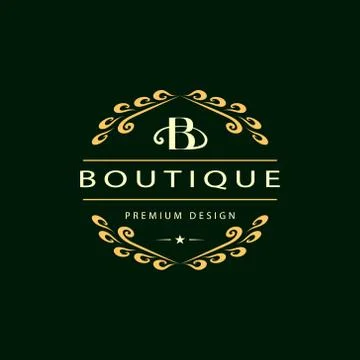 Monogram design template. Elegant line art logo B Stock-Illustration