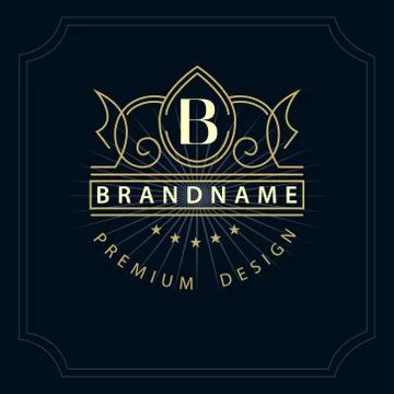 Monogram design template. Elegant line art logo B 스톡 일러스트