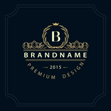 Monogram design template. Elegant line art logo B Stock-Illustration