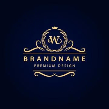 Monogram design template. Elegant line art logo W Stock-Illustration