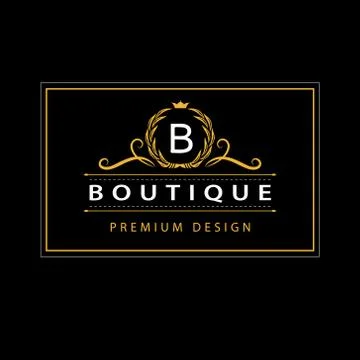 Monogram design template. Elegant line art logo B Illustrazione stock