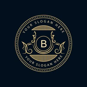 Monogram design template. Elegant line art logo B Stock-Illustration