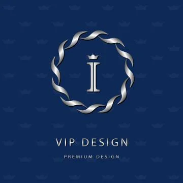 Monogram design template. Elegant line art logo I Stock-Illustration