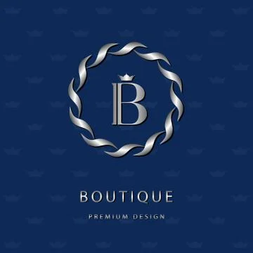 Monogram design template. Elegant line art logo B Stock-Illustration