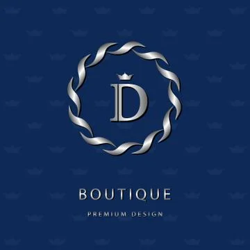 Monogram design template. Elegant line art logo D Stock-Illustration