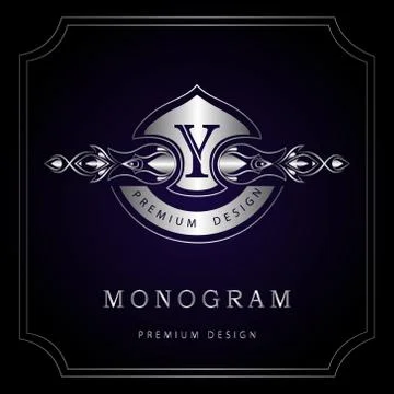 Monogram design template. Elegant line art logo Y Stock-Illustration