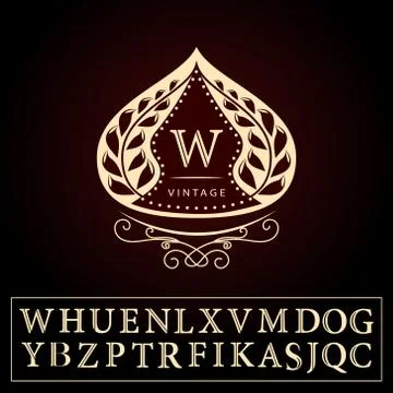 Monogram design template. Elegant line art logo W Stock-Illustration