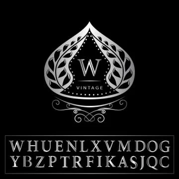 Monogram design template. Elegant line art logo W Stock-Illustration