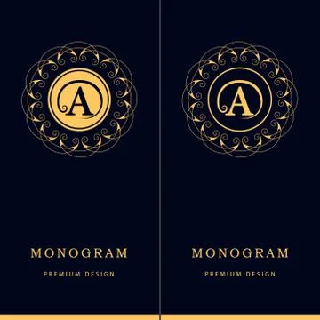 Monogram design template. Elegant line art logo A 스톡 일러스트