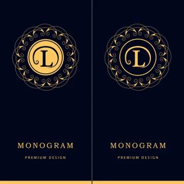 Monogram design template. Elegant line art logo L Stock-Illustration