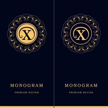 Monogram design template. Elegant line art logo X Illustrazione stock
