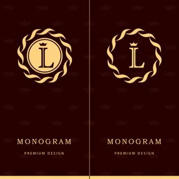 Monogram design template. Elegant line art logo L Stock-Illustration
