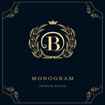 Monogram design template. Elegant line art logo B Stock-Illustration