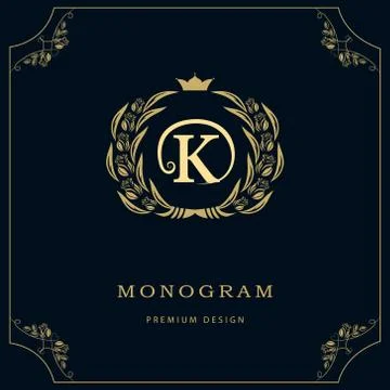 Monogram design template. Elegant line art logo K Stock-Illustration
