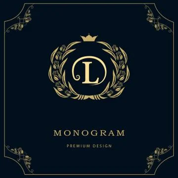 Monogram design template. Elegant line art logo L Stock-Illustration