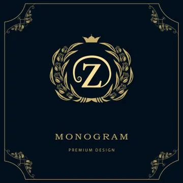 Monogram design template. Elegant line art logo Z Stock Illustration