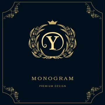 Monogram design template. Elegant line art logo Y Stock-Illustration