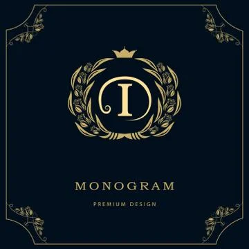 Monogram design template. Elegant line art logo I Stock Illustration