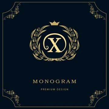 Monogram design template. Elegant line art logo X Stock Illustration