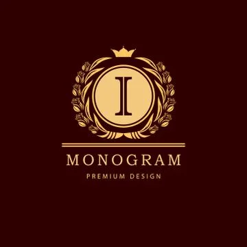 Monogram design template. Elegant line art logo I Stock-Illustration