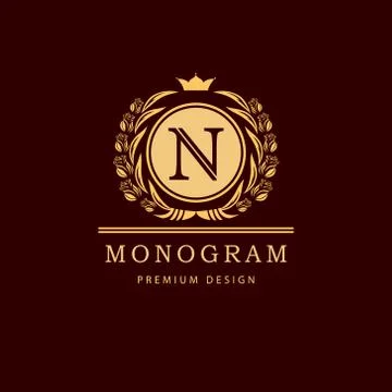 Monogram design template. Elegant line art logo N Stock-Illustration