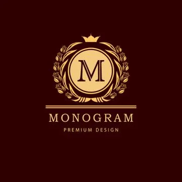 Monogram design template. Elegant line art logo M Stock-Illustration
