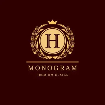 Monogram design template. Elegant line art logo H Stock-Illustration