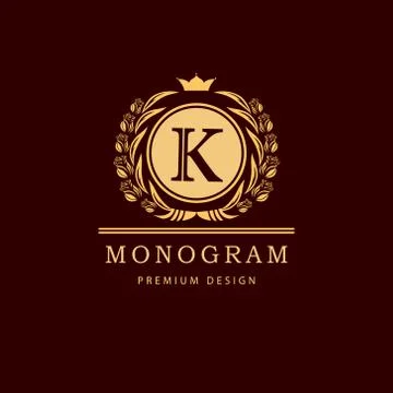 Monogram design template. Elegant line art logo K Stock-Illustration