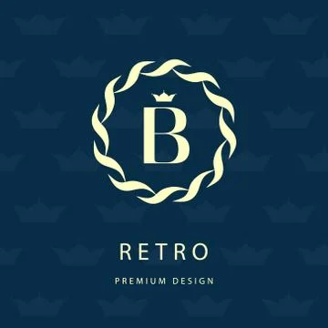 Monogram design template. Elegant line art logo B Stock-Illustration