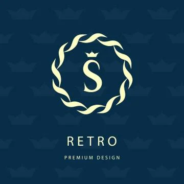 Monogram design template. Elegant line art logo S Stock-Illustration