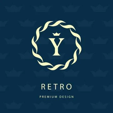 Monogram design template. Elegant line art logo Y Stock-Illustration