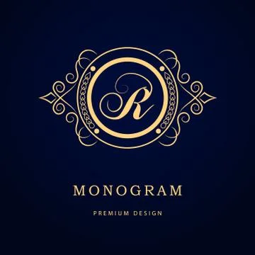 Monogram design template. Elegant line art logo M Stock Illustration