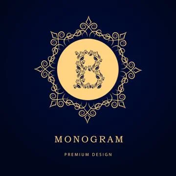 Monogram design template. Elegant line art logo B Stock-Illustration