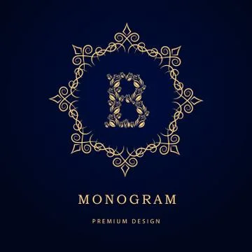Monogram design template. Elegant line art logo B Stock-Illustration