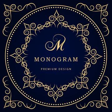 Monogram design template. Elegant line art logo M Stock-Illustration