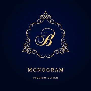 Monogram design template. Elegant line art logo B Stock-Illustration