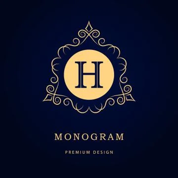 Monogram design template. Elegant line art logo H Illustrazione stock
