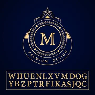 Monogram design template. Elegant line art logo M Stock-Illustration