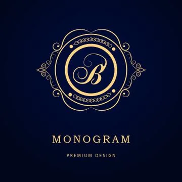Monogram design template. Elegant line art logo B Stock-Illustration
