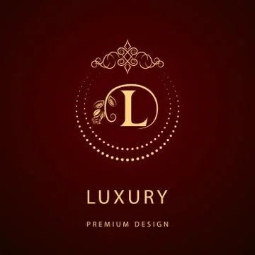 Monogram design template. Elegant line art logo L Illustrazione stock