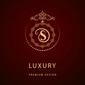Monogram design template. Elegant line art logo S Illustrazione stock
