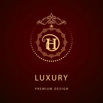 Monogram design template. Elegant line art logo H Stock-Illustration
