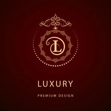 Monogram design template. Elegant line art logo L 스톡 일러스트