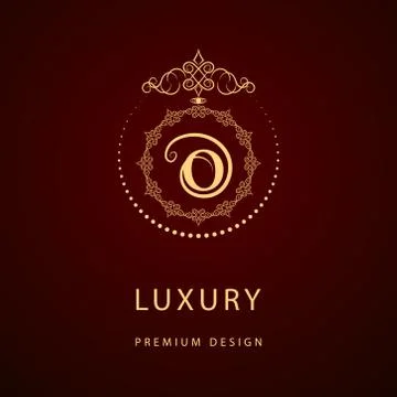 Monogram design template. Elegant line art logo O 스톡 일러스트