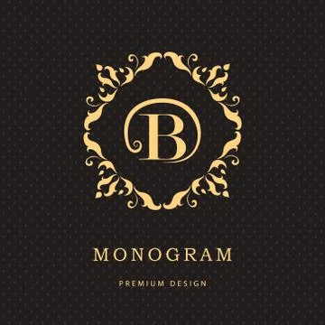 Monogram design template. Elegant line art logo B Stock-Illustration