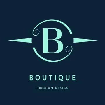 Monogram design template. Elegant logo sing B Stock Illustration