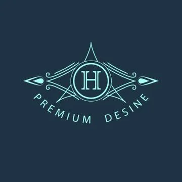 Monogram design template. Elegant logo sing H Illustrazione stock