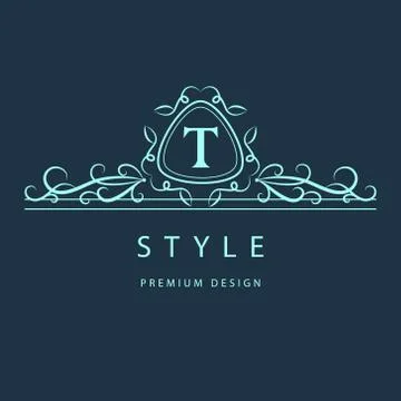 Monogram design template. Elegant logo sing T 스톡 일러스트